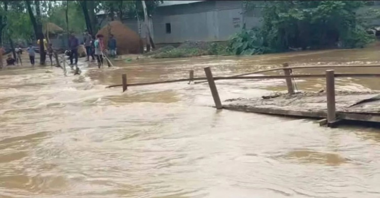 চেল্লাখালী নদীর পানি বিপৎসীমার ওপরে, শেরপুরে বন্যার শঙ্কা